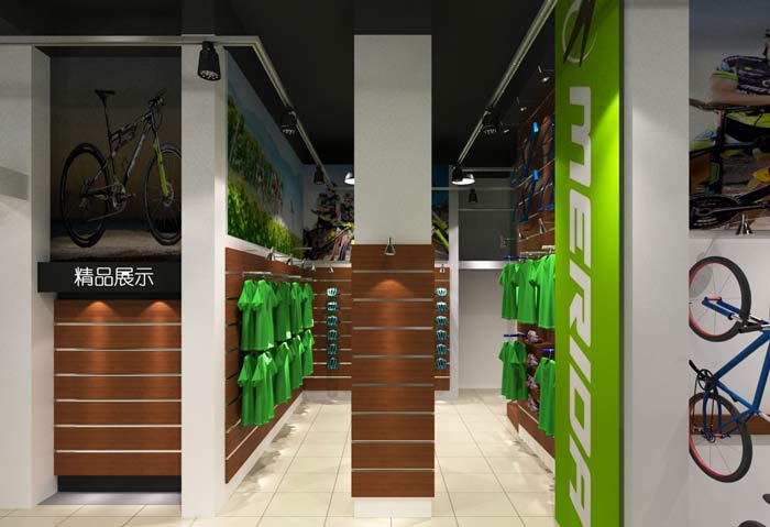 潮流、時(shí)尚自行車店精品展示區(qū)域裝修設(shè)計(jì)案例效果圖