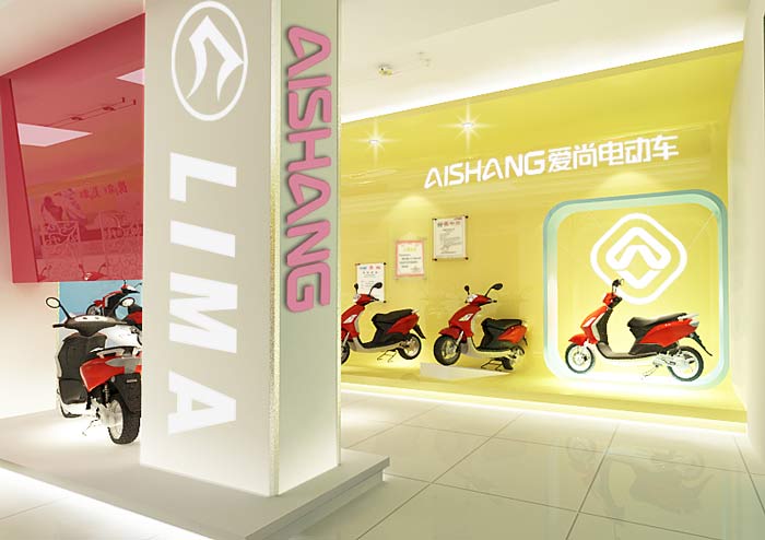 電動車銷售展示中心、店面背景墻裝修設計案例效果圖