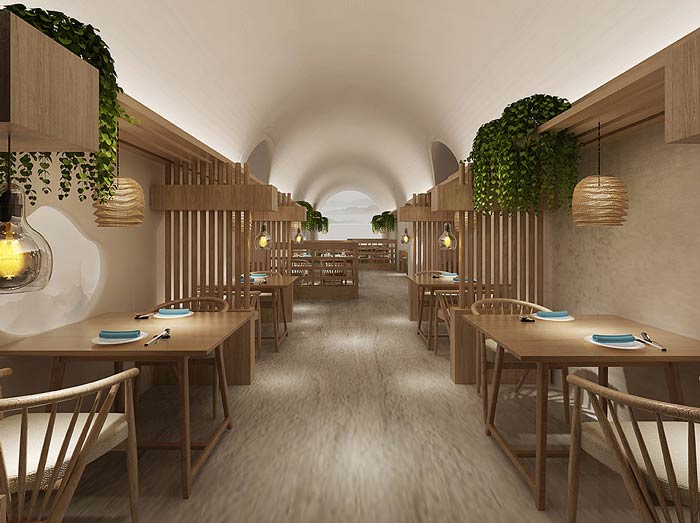 窯洞主題餐廳空間裝修設計效果圖