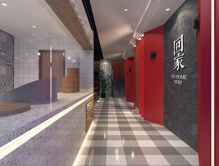 私房菜餐廳進(jìn)門(mén)過(guò)道裝修設(shè)計(jì)效果圖